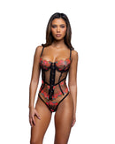 Floral Embroidered Corset and Thong Set - view 2