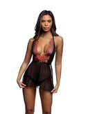 Rose Embroidered Plunge Babydoll - view 2