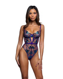 Metallic Floral Embroidered Underwire Teddy - view 2