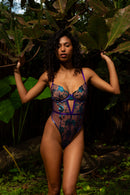 Metallic Floral Embroidered Underwire Teddy