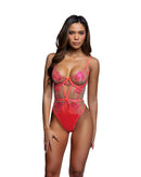 Coral Peony Lace Underwire Teddy - view 2