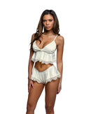 Lace Trim Peplum Bralette and Shorts Set