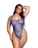 Curvy Size Rhinestone Fishnet Teddy