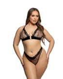 Curvy Size Leopard Lace Bralette and Thong Set