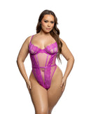 Curvy Size Floral Lace Underwire Teddy