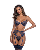 Metallic Lily Lace Three-Piece Garter Set