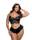 Curvy Size Eyelash Lace Longline Bra Set - view 3