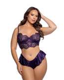 Curvy Size Eyelash Lace Longline Bra Set