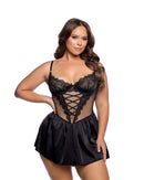Curvy Size Criss-Cross Lace Babydoll - view 3
