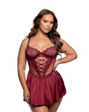 Curvy Size Criss-Cross Lace Babydoll