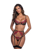 Rose Embroidered Three-Piece Garter Set - view 2