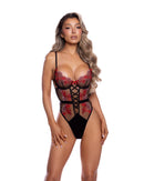 Rose Embroidered Plunge Underwire Teddy