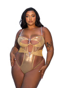Curvy Size Gold Shimmer Cutout Teddy