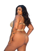 Curvy Size Gold Shimmer Cutout Teddy - view 2