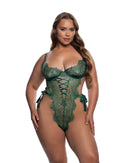 Criss-Cross Ribbon Eyelash Lace Crotchless Teddy - view 7