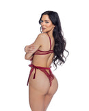 Criss-Cross Ribbon Eyelash Lace Crotchless Teddy - view 14