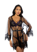 Eyelash Lace Trim Mini Robe - view 3