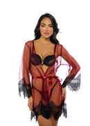 Eyelash Lace Trim Mini Robe