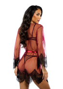 Eyelash Lace Trim Mini Robe - view 2