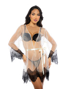 Eyelash Lace Trim Mini Robe - view 4