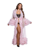 Ruffled Sheer Floor-Length Robe in Curvy Size