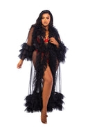Ruffled Sheer Floor-Length Robe in Curvy Size