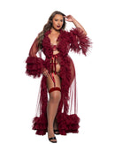 Ruffled Sheer Floor-Length Robe in Curvy Size - view 2