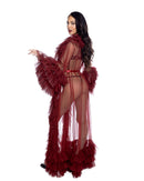 Ruffle-Trimmed Sheer Floor-Length Robe - view 3