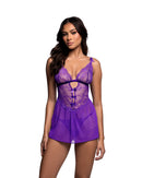 Curvy Size Floral Lace Bow Babydoll