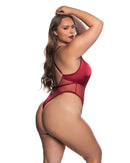 Metallic Beaded Lace Plunge Halter Teddy - view 4