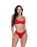 Red Lace-Trim Bralette and Thong Set - view 3