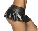 Black Wet-Look Low-Rise Ruffle Mini Skirt - view 4
