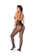 Floral Lace Halter Fishnet Bodystocking - view 2