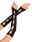 Black Striped Keyhole Arm Warmers With Bows