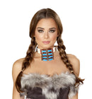 Native-Inspired Beaded Choker Necklace with Turquoise Stones