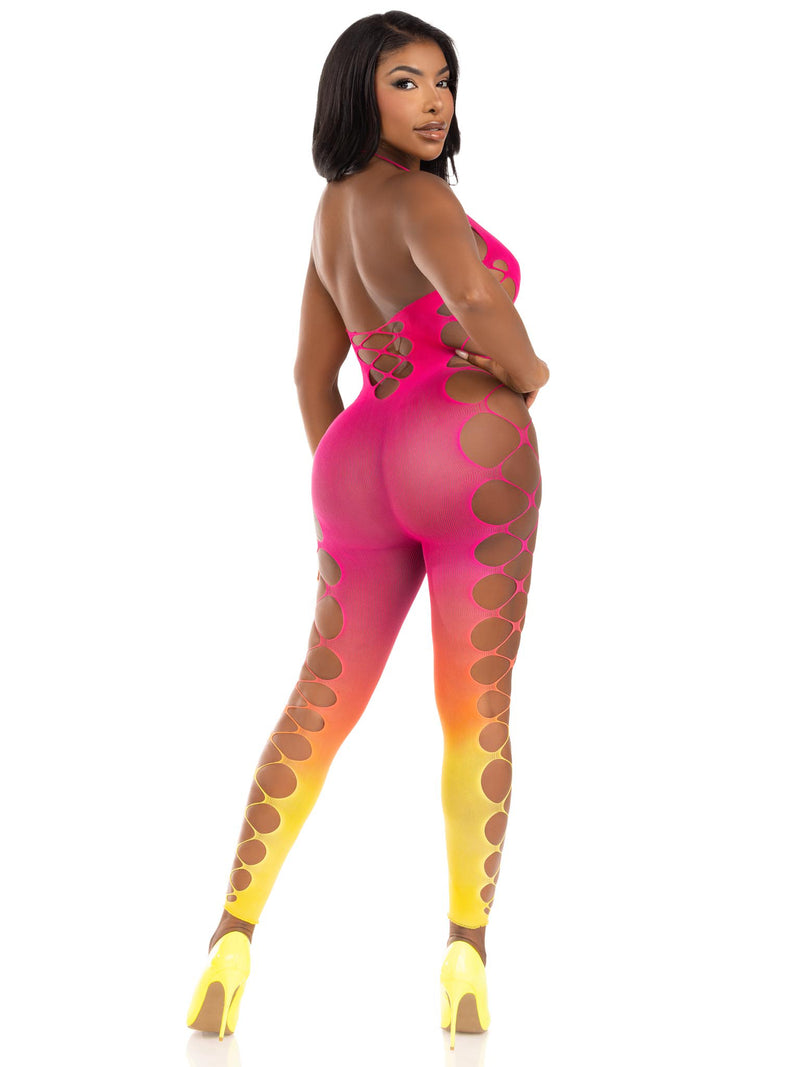 Ombre Footless Bodystocking in Sunset