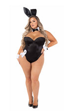 Playboy Bunny Costume Set | Black Satin Corset Bodysuit