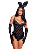 Playboy Bunny Logo Mesh Teddy With Marabou Trim