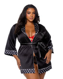 Playboy Bunny-Print Satin Lounge Robe, Curvy Size