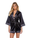 Playboy Bunny-Print Trim Satin Lounge Robe - view 2