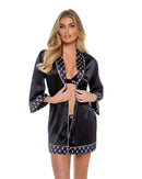 Playboy Bunny-Print Trim Satin Lounge Robe