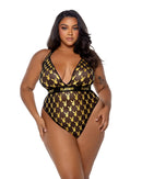 Playboy Foiled Bunny Mesh Plunge Teddy - view 3