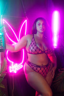 Playboy Flocked Bunny Bralette and Thong Set - view 12