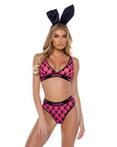 Playboy Flocked Bunny Bralette and Thong Set