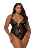 Playboy Flocked Bunny Mesh Plunge Teddy - view 3