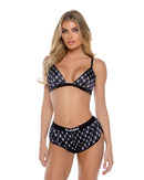 Playboy Bunny Print Satin Bralette and Shorts Lounge Set