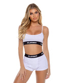 Playboy Logo Band Bralette and High-Waisted Shorts Set