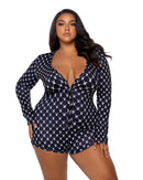 Playboy Bunny Diamond-Print Lounge Romper - view 3