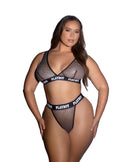 Playboy Rhinestone Fishnet Bralette and Thong Set - view 3