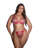 Playboy Rhinestone Fishnet Bralette and Thong Set - view 7